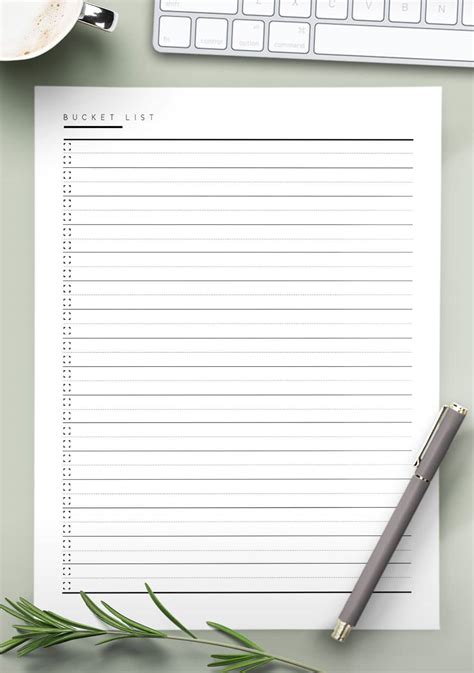 Printable Bucket List Template