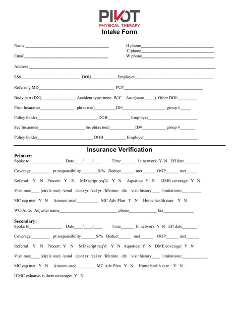 Physical Therapy Forms For Evaluations