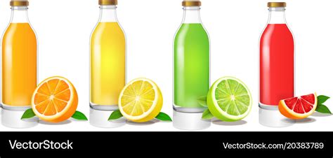 Glass Juice Bottles Set Royalty Free Vector Image