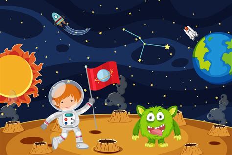 Cartoon Space Background Template 19864856 Vector Art At Vecteezy