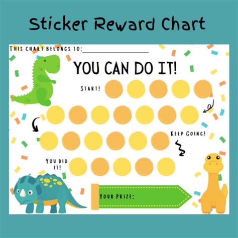 Dinosaur Sticker Reward Chart Sticker Reward Chart Reward Etsy