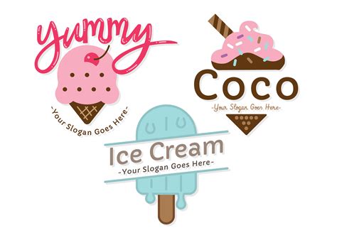 Ice Cream Shop Logo Set Vector 182721 Vector Art At Vecteezy