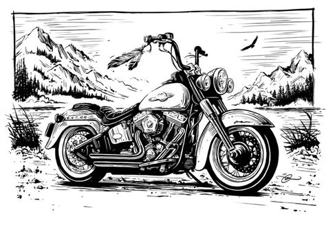 Harley Davidson Softail Illustration By Adi Gilbert For