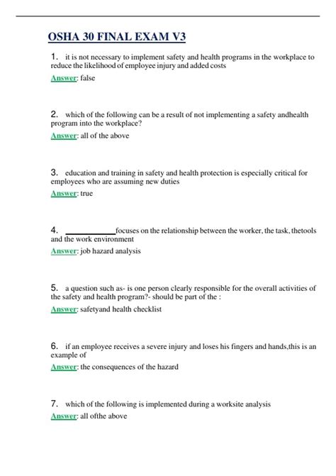 OSHA 30 FINAL EXAM V3 ( UPDATED 2025 ) | QUESTIONS WITH 100% VERIFIED