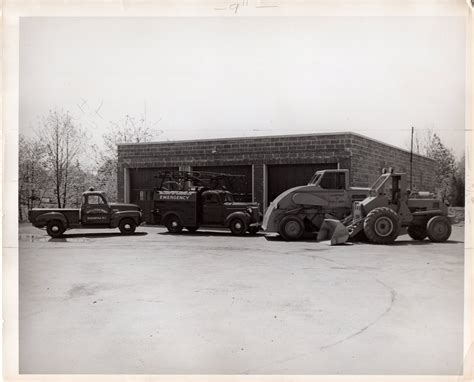 1 Black And White Photograph 8 X 10 Public Works Department Vehicles