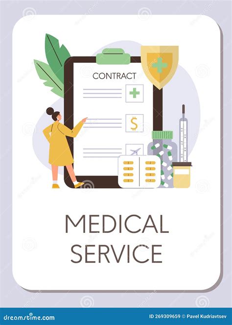 Medical Service Contract for Company Employees, Poster Template, Flat
