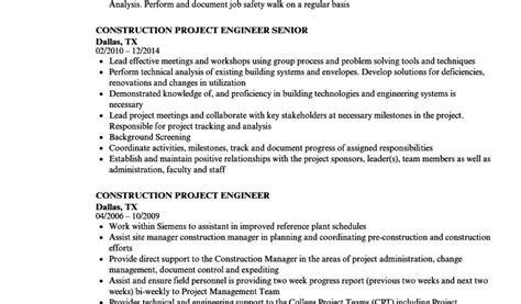 Engineer Resume Project List Construction Project Engineer Resume