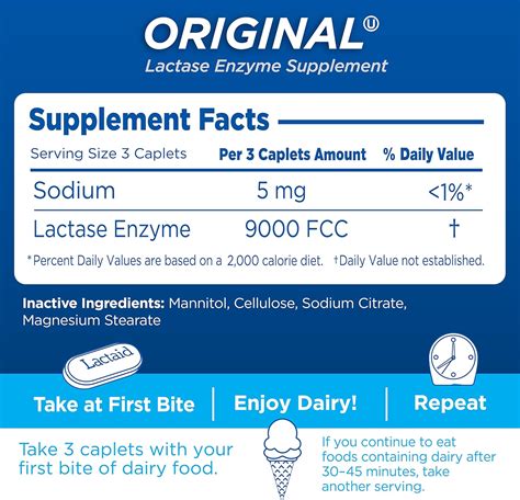 Buy Lactaid Original Strength Lactose Intolerance Relief Caplets With