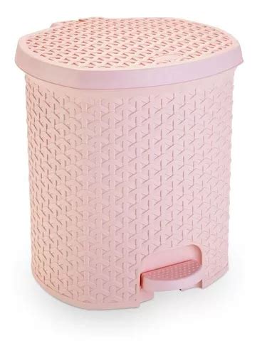 Lixeira Cesto Litros Rattan C Pedal Diversas Cores Cor Rosa