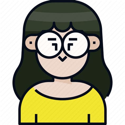 Avatar Female Glasses Long Hair Profile User Woman Icon