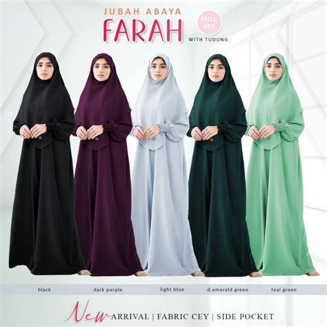 New Season Arrival Jubah Abaya Farah Free Size With Tudung Sarung Full