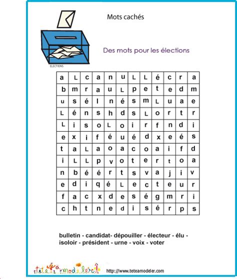Mots cachés sur les élection 1 sur Tête à modeler