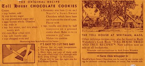 The Original Recipe Toll House Chocolate Cookies | Original toll house ...