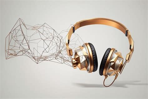 Premium Photo Headphone Device Polygonal Wire Frame Illustration