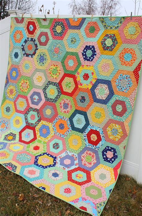 Scrappy Giant Hexagon quilt - Diary of a Quilter - a quilt blog