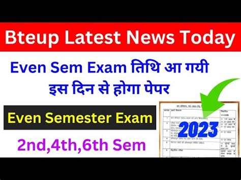 Bteup Even Semester Exam Bteup Latest News Today Bteup Even