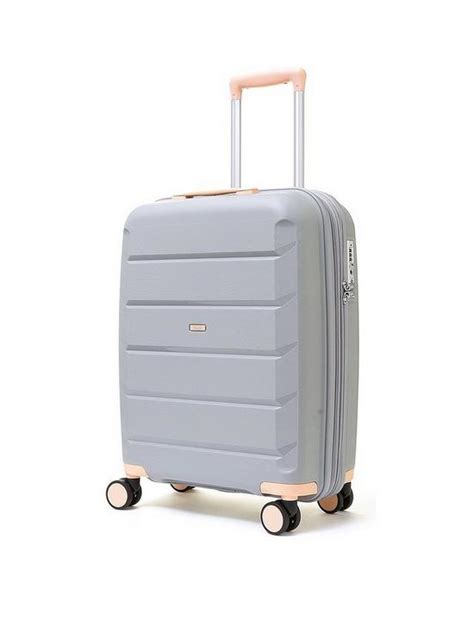 Rock Luggage Tulum 8 Wheel Hardshell Cabin Suitcase Grey Uk