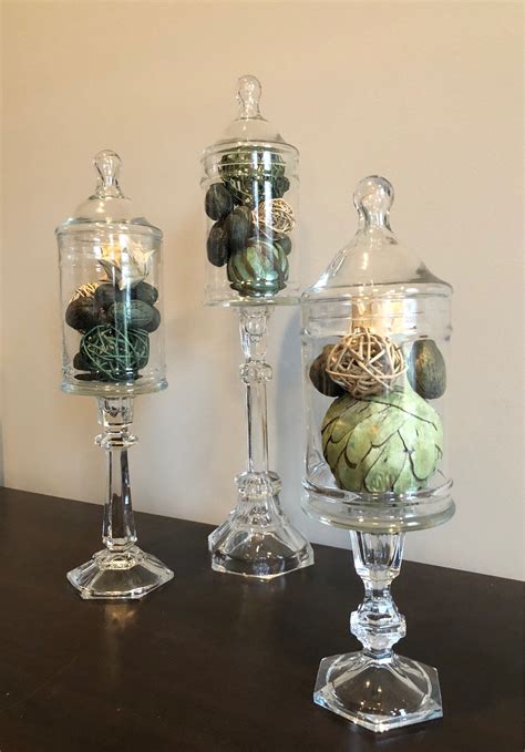 Apothocary Jars With Lids Etsy Decorative Glass Jars Apothecary