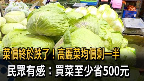 菜價終於跌了！高麗菜均價剩一半 民眾有感：買菜至少省500元－民視新聞 Youtube