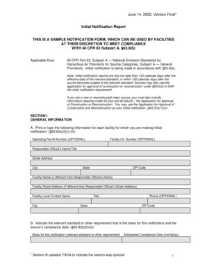 Fillable Online Epa June Version Final Initial Notification