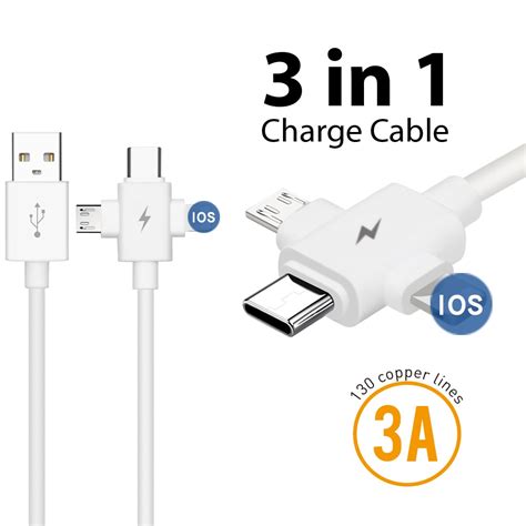 3 In 1 สายชาร์จซิลิโคน Usb 30a สําหรับ Iphone Micro Usb Type C Remax