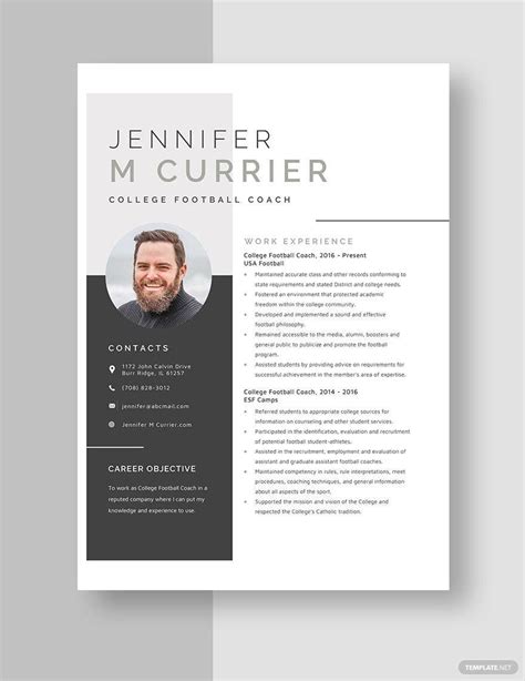 College Football Coach Resume in Word, Pages - Download | Template.net