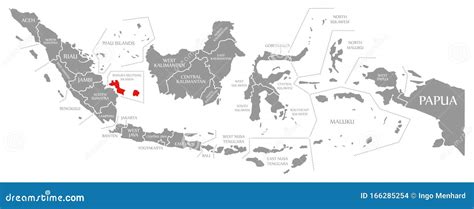 Bangka Belitung Islands Red Highlighted In Map Of Indonesia Stock