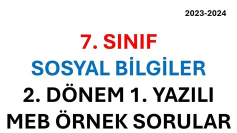 Sinif Sosyal B Lg Ler D Nem Yazili Meb Rnek Sorular Sinif