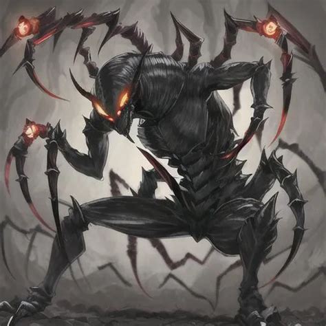 Arachnid Humanoid Spiked Arms Few Long Legs Sho