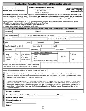 Fillable Online Opi Mt Opi License Form Fax Email Print PdfFiller