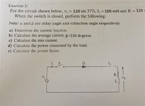 Solved Exercise 2 For The Circuit Shown Below V₁ 120 Sin