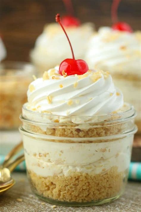 No Bake Piña Colada Cheesecake Parfaits in Jars Beyond Frosting