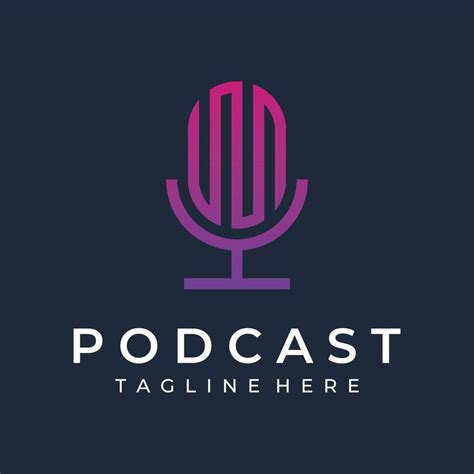 Podcast Logo Template Vector Design With Modern Trendy Microphone Audio