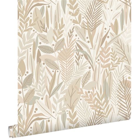 Estahome Behang Bladeren Zand Beige X Cm Leen