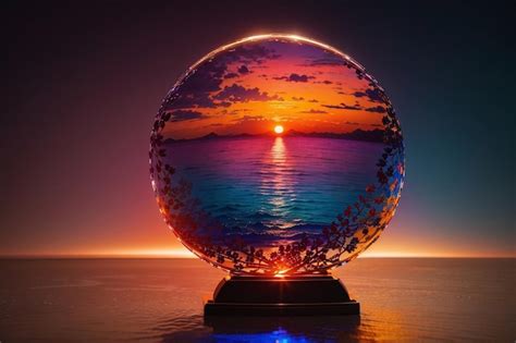 Premium AI Image | Sunset through a crystal ball