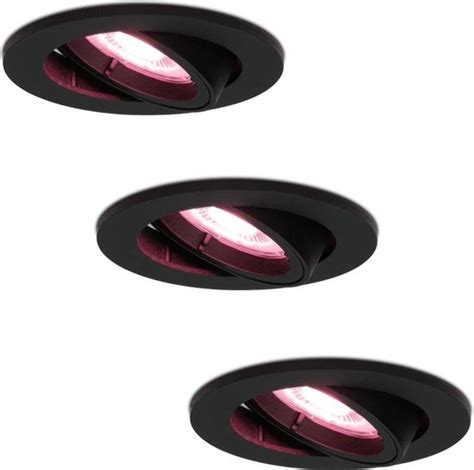 Homeylux® Smart Wifi Led Inbouwspots Zwart 3 Stuks Dimbaar Rgbww Oslo