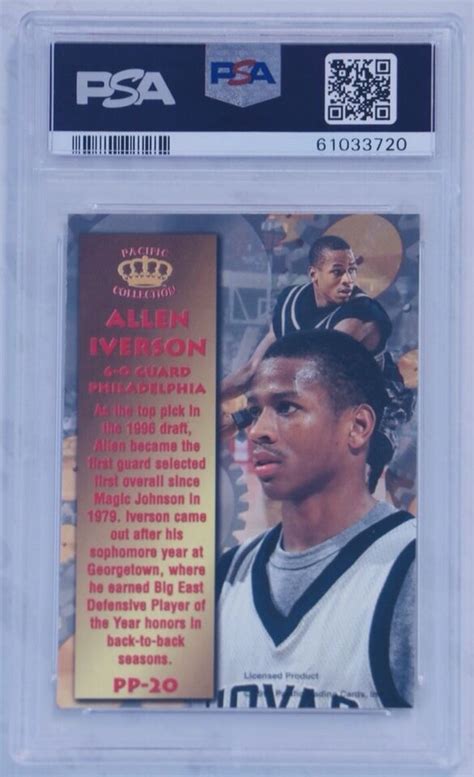 1996 Pacific Power Allen Iverson Rookie RC PP 20 PSA 7 Near Mint HOF