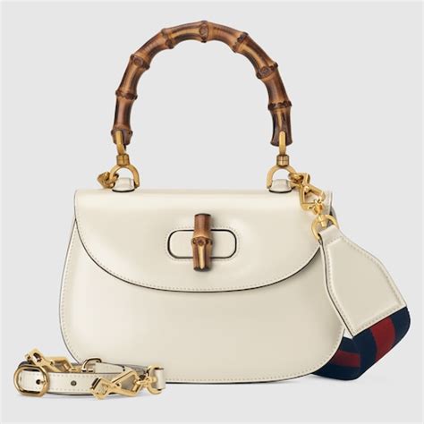 Gucci Bamboo 1947 Small Top Handle Bag In White Leather GUCCI TH