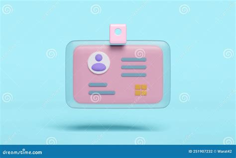 D Id Card Icon With Check Mark Isolated On Blue Background Business