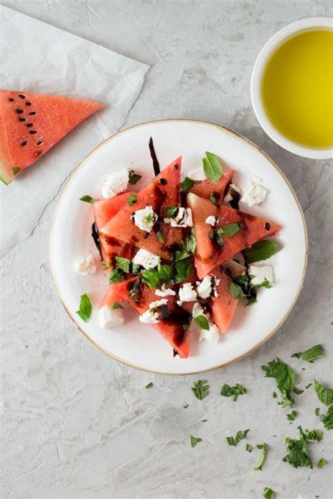 Watermelon Basil Salad With Mint And Goats Cheese Recipe Watermelon Goat Cheese Salad