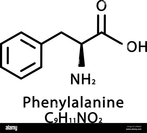 Phenylalanine molecular structure. Phenylalanine skeletal chemical formula. Chemical molecular ...