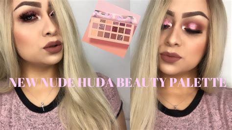 Huda Beauty New Nude Palette Tutorialglam Makeup Look Youtube