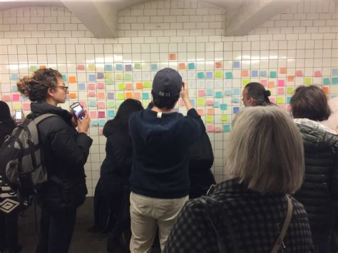 PHOTOS: 14th Street Subway Tunnel Filled With Post-Its Grieving Trump's