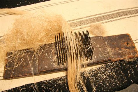 Combing The Bundle Of Flax Fiber On A Hackle Flax Fiber Flax Hand