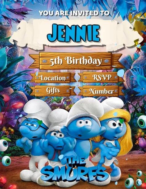 77 390 Customizable Design Templates For Smurf Birthday Invitations