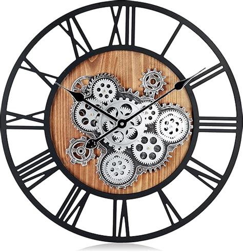 Amazon Lafocuse Inch Black Moving Gear Wall Clock Large