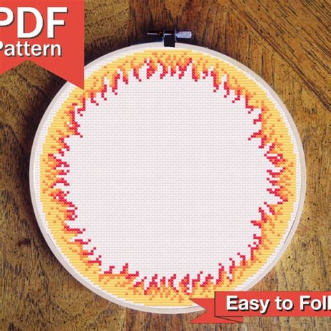 Burning Ring Of Fire Cross Stitch Pattern Circle Border Etsy