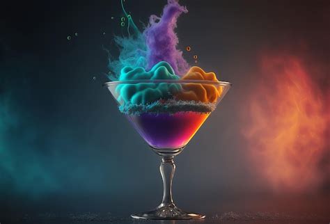 C Ctel Creativo Con Colores Brillantes Y Humo Bebidas Inusuales