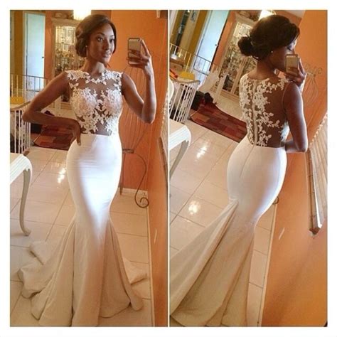 Long White Prom Dress Mermaid Prom Dress 2015 Prom Dress Lace Prom