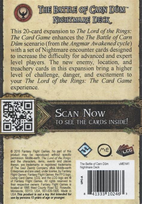 Lord Of The Rings LCG Nightmare Deck The Battle Of Carn Dum